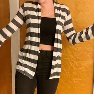 Grey & White Cozy Cardigan